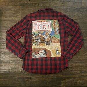 Star Wars Return of the Jedi : Red and Black Plaid Men's Flannel Size Large